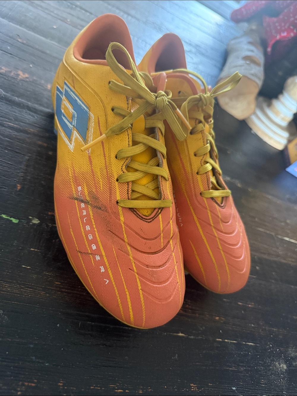 Youth Soccer Sneakers in Yellow and Orange - Performance Cleats